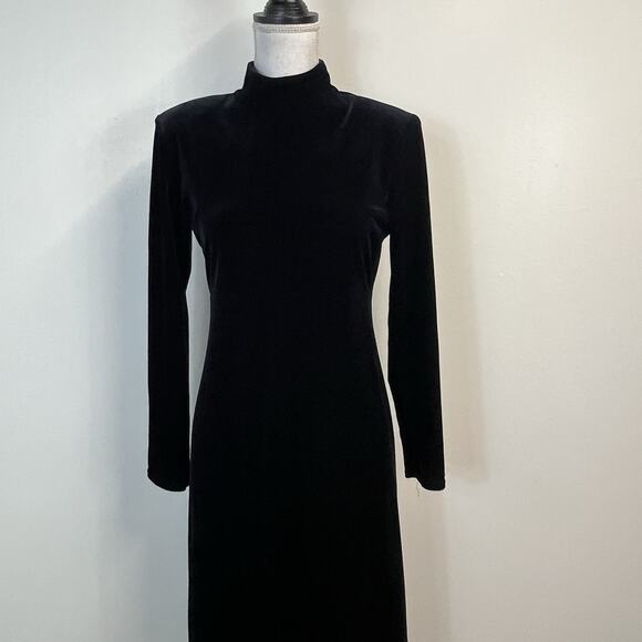 K.C. Spencer New York Dress Women's Petite Size 6 Black Velour Vintage Evening - Picture 3 of 8